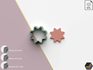 Polymer Clay Cutters Soft Eight-Pointed Star | 7 Size 3 Cutter Versions | Digital Files for 3D Printing