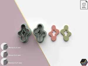 Polymer Clay Cutters Organic Shape 05 | 7 Size 3 Cutter Versions | Digital Files for 3D Printing