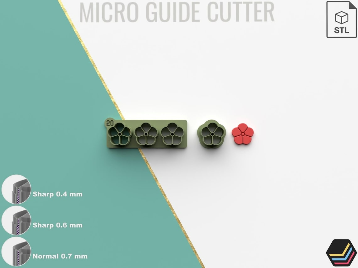 Digital .STL Polymer Clay Cutter Guide Flower *5 Size 3 Version /File For Use In A 3D Printer - Image 2