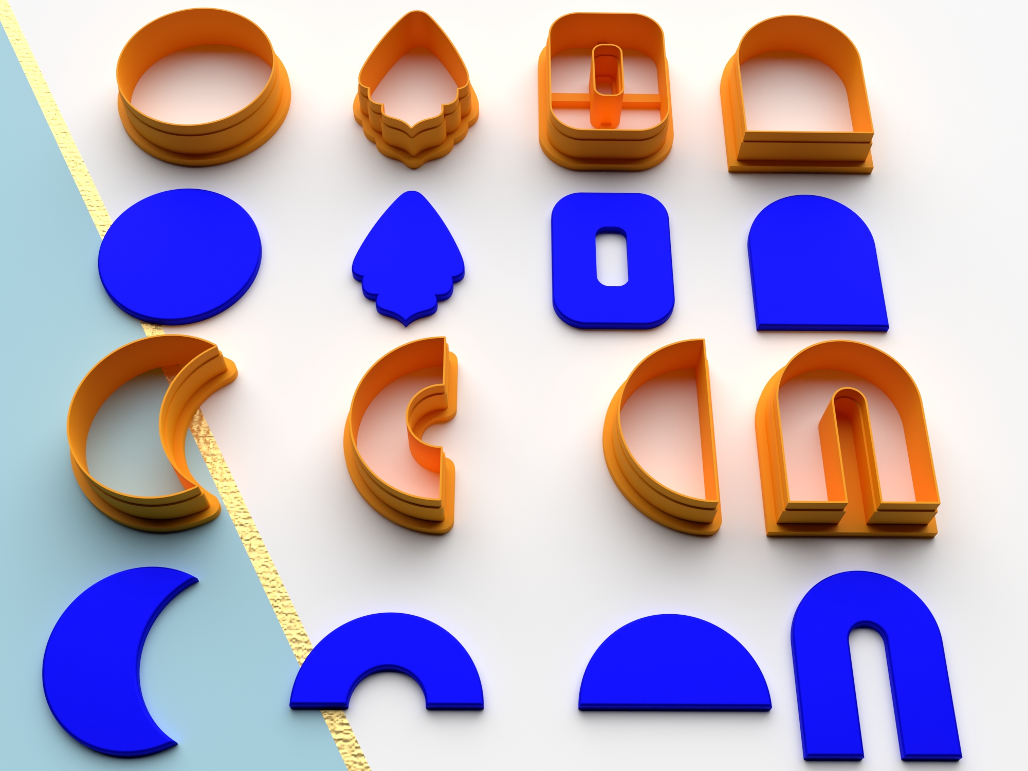 STL Set of Polymer Clay Cutters in 8 Designs, 6 Measurements and 3 Cutting Versions/Digital Files for 3D Printing - Image 3