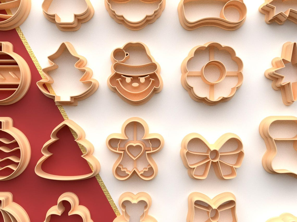 Polymer Clay Cutter Bundle Earrings Christmas | 20 Designs in 6 Sizes | 3 Edge Versions | Digital STL File 3D Printable - Image 3