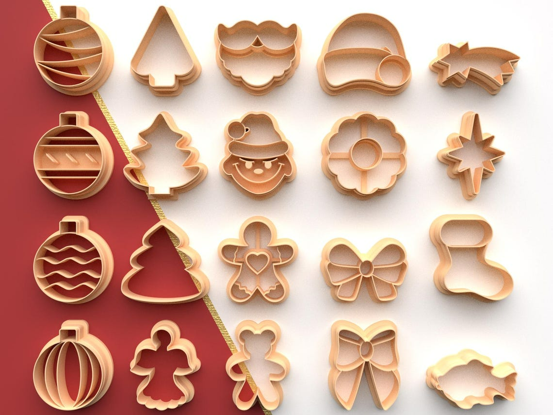 Polymer Clay Cutter Bundle Earrings Christmas | 20 Designs in 6 Sizes | 3 Edge Versions | Digital STL File 3D Printable - Image 2