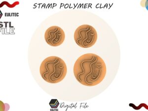 Woman Face Polymer Clay Stamp / Digital STL File / 4 Sizes