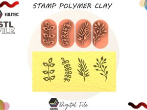 Polymer Clay Stamp /Plants stamp leaf and leaves/ Digital STL File * 4 Model
