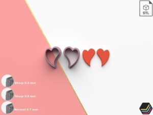 Polymer Clay Cutters Heart 251 | 6 Size 3 Cutter Versions | Digital Files for 3D Printing