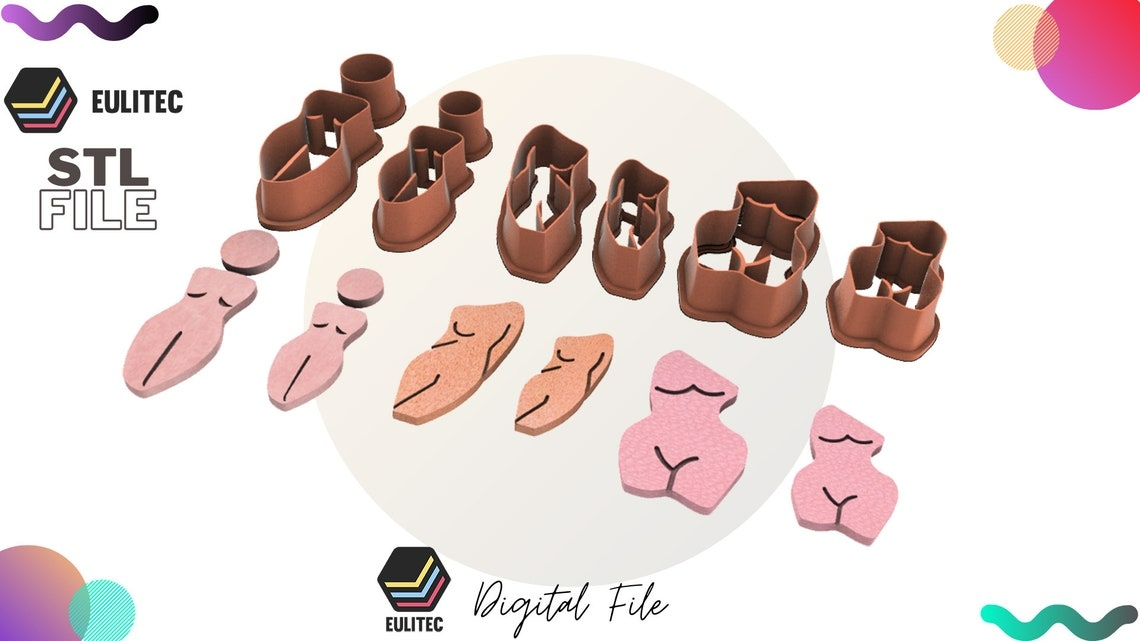 Polymer Clay Cutter/shape silhouette woman / 3 models *2 size / File For Use In A 3D Printer - Image 3