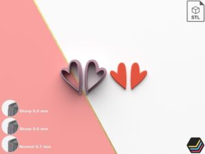 Polymer Clay Cutters Heart 025 | 6 Size 3 Cutter Versions | Digital Files for 3D Printing