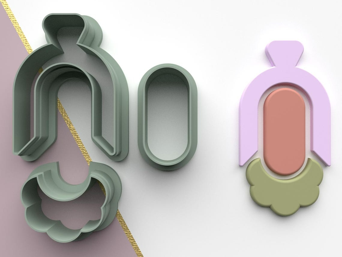 Polymer Clay Cutters Moonbow | 5 Size 3 Cutter Versions | Digital Files for 3D Printing - Image 2