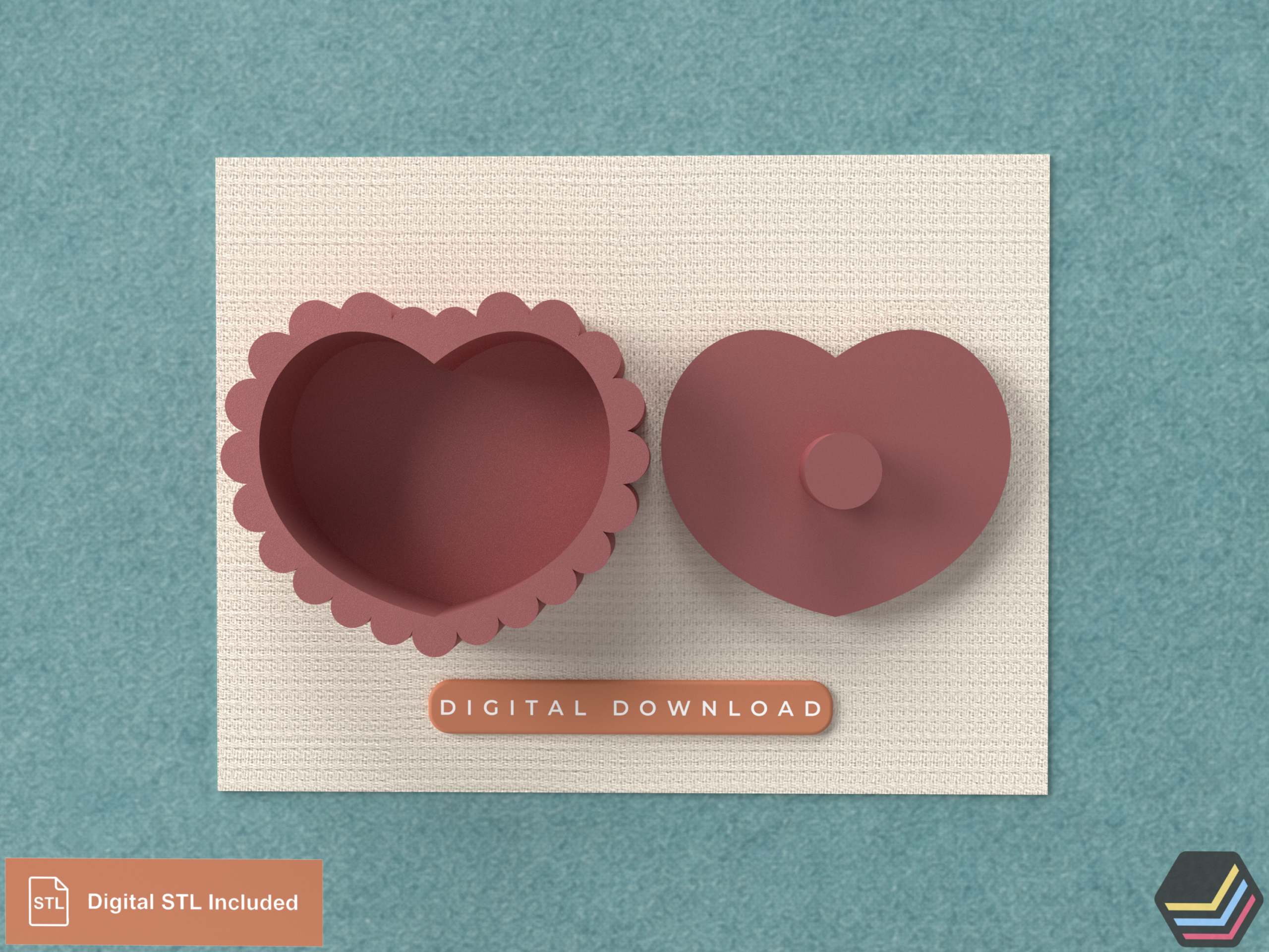 Heart Container – Digital STL File for 3D Printing