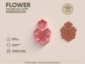 Polymer Clay Cutter STL 3D Printable | Digital File &acirc; Flower EC 99