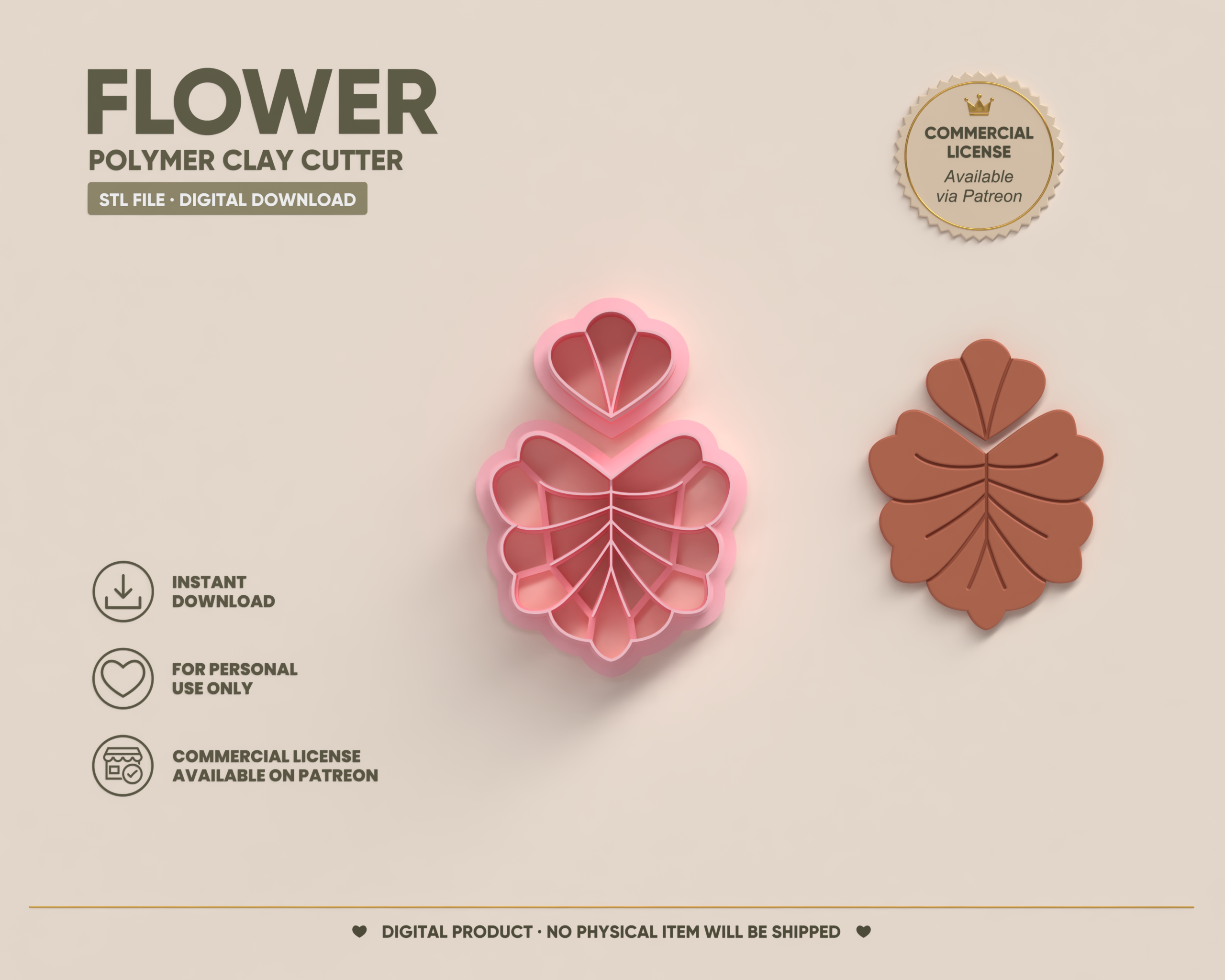 Polymer Clay Cutter STL 3D Printable | Digital File – Flower EC 99