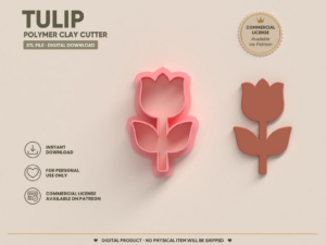 Polymer Clay Cutter STL 3D Printable | Digital File &acirc; Flower_Tulip EC 101