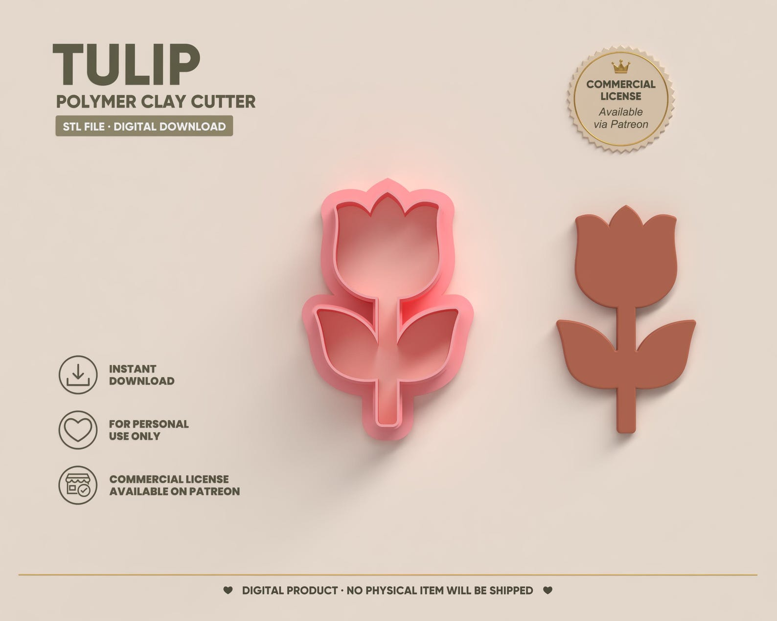 Polymer Clay Cutter STL 3D Printable | Digital File – Flower_Tulip EC 101