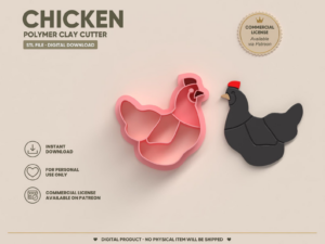 Polymer Clay Cutter STL 3D Printable | Digital File &acirc; Chicken EC 102