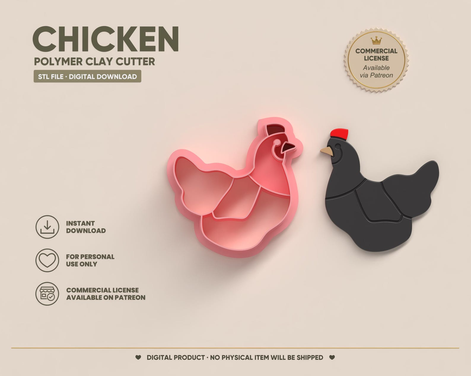 Polymer Clay Cutter STL 3D Printable | Digital File – Chicken EC 102