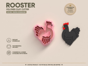 Polymer Clay Cutter STL 3D Printable | Digital File &acirc; Rooster EC 103