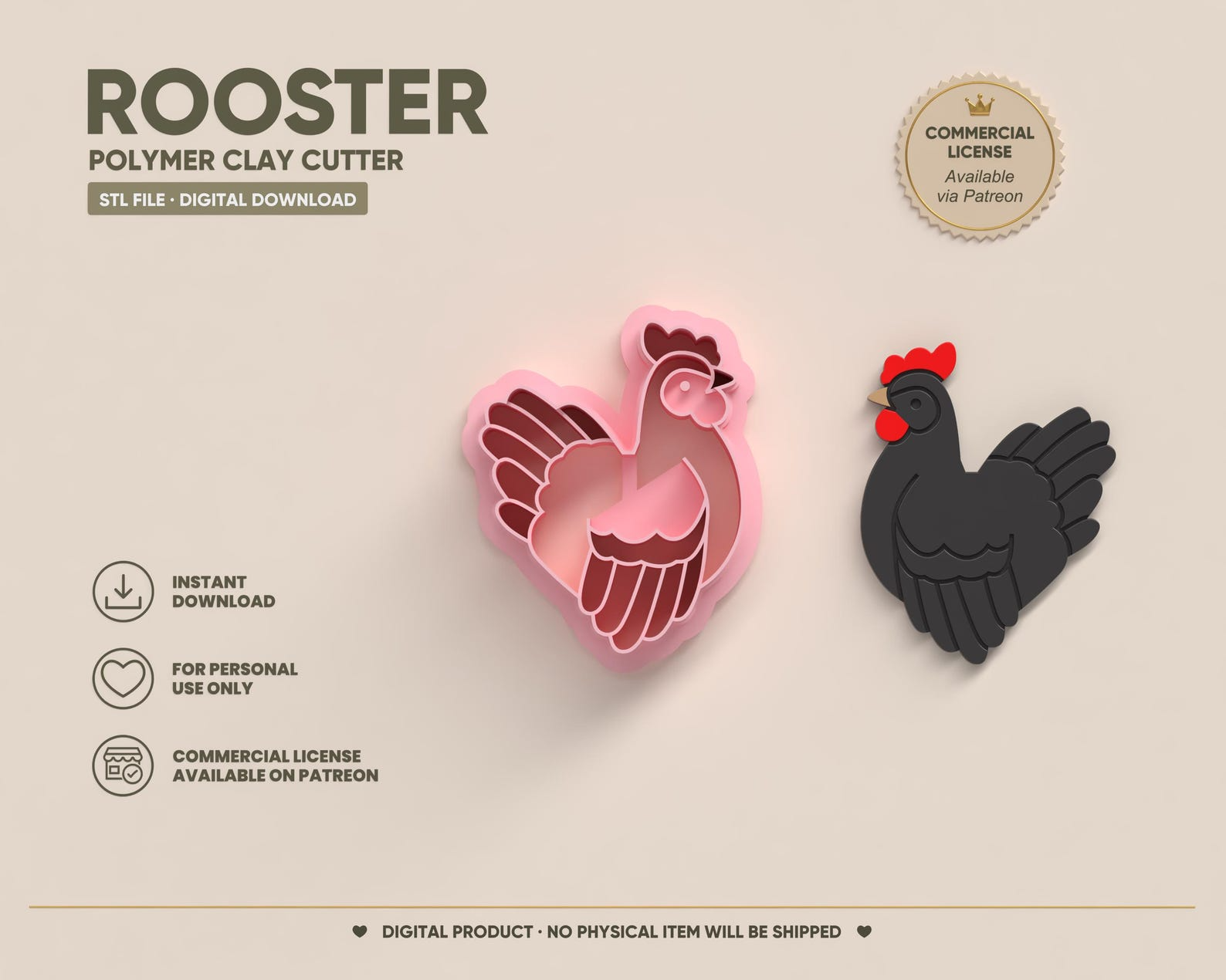 Polymer Clay Cutter STL 3D Printable | Digital File – Rooster EC 103