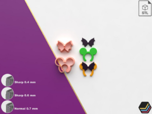 Polymer Clay Cutter Mousy Headband Bat | 6 Size - 3 Cut Version | Halloween Cutter | STL file for 3D printing